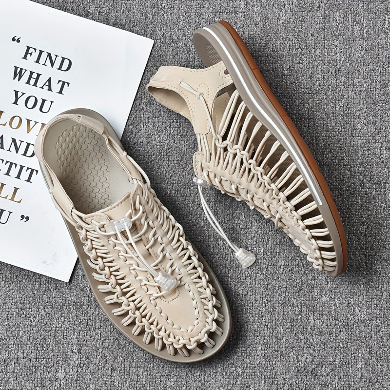 Women's Colorful Woven Rope Slip on Summer Sandals