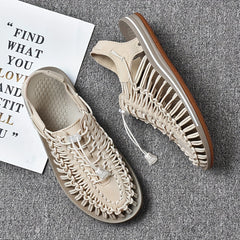 Women's Colorful Woven Rope Slip on Summer Sandals