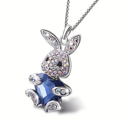 Crystal Rabbit Pendant Necklace - Fashionable Girl Party Jewelry