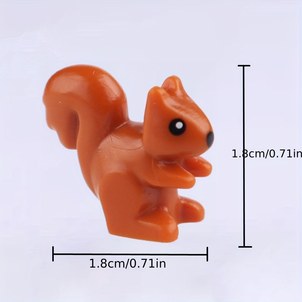 Mini Squirrel Block Toys Set Forest Animal DIY Desk Decoration Christmas Gift