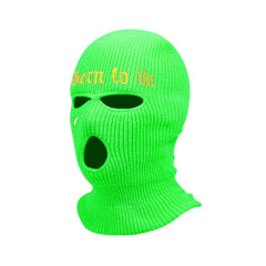 3 Holes Letter Embroidered Knit Cap Wool Ear Protection Riding Cap