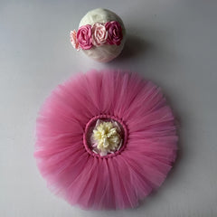 Pink Ballet Skirt Set with Floral Headband - Newborn Girls