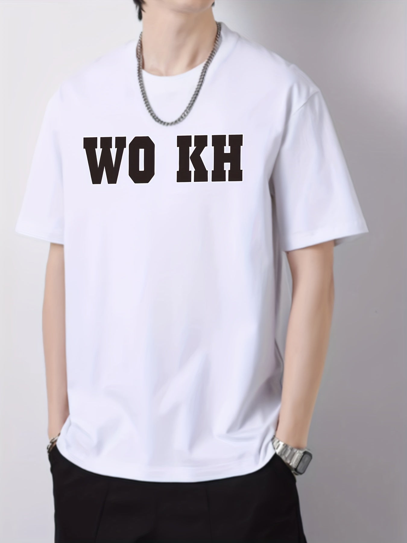 Men's Letter Print Active T-shirt for Summer