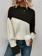 Casual Sweater Women's Plus Colorblock