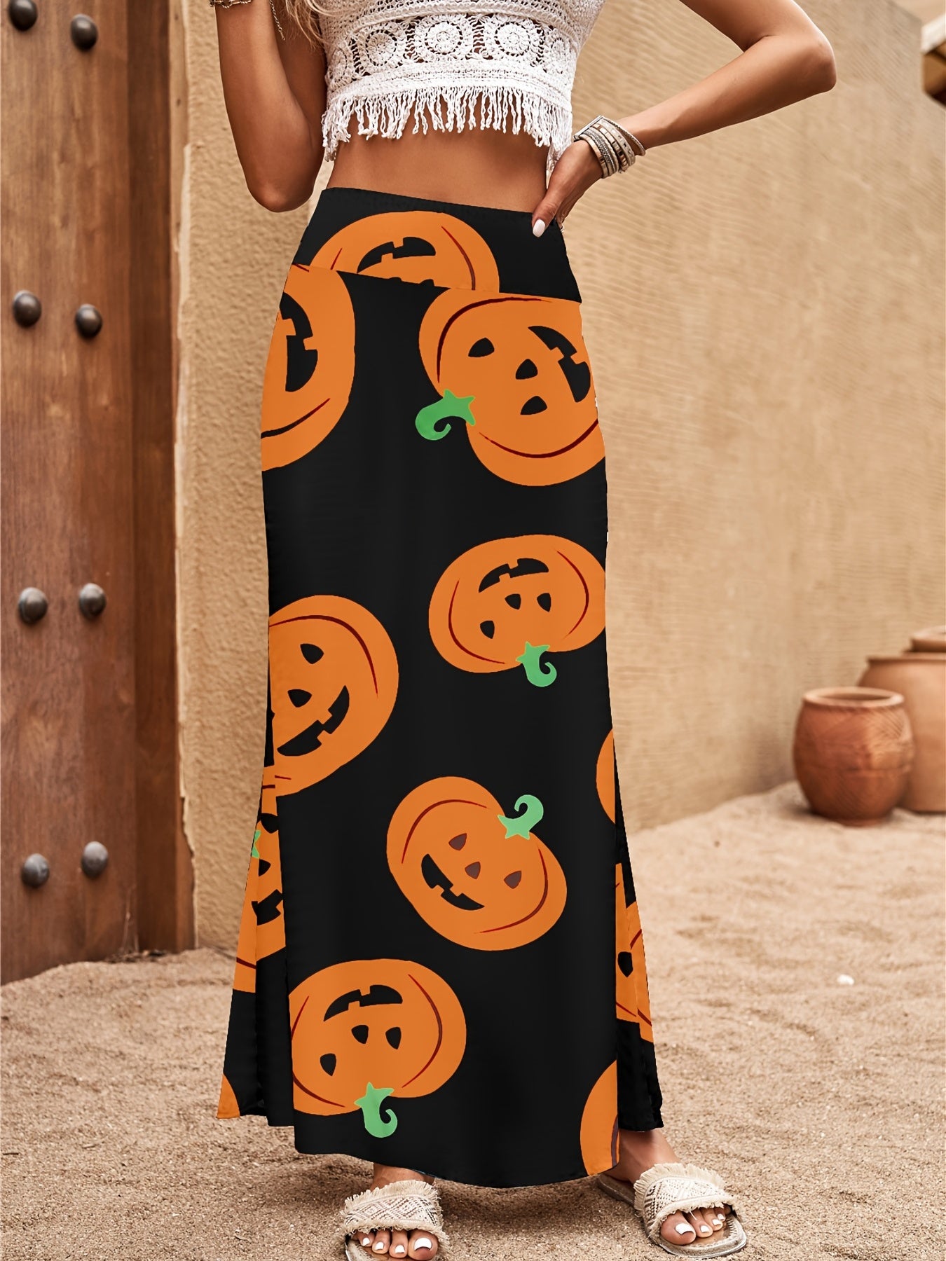 Tribal Print High Waist Maxi Skirt