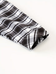 Kids Boys THE FUTURE IS Letter Print Plaid Shirts Long Sleeve Button Down Tops
