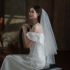 Double Layer Sequin Head Veil with Comb for Bridal Wedding