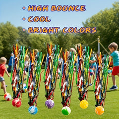 25pcs Bouncy Balls with Colorful Streamers for Party Favors