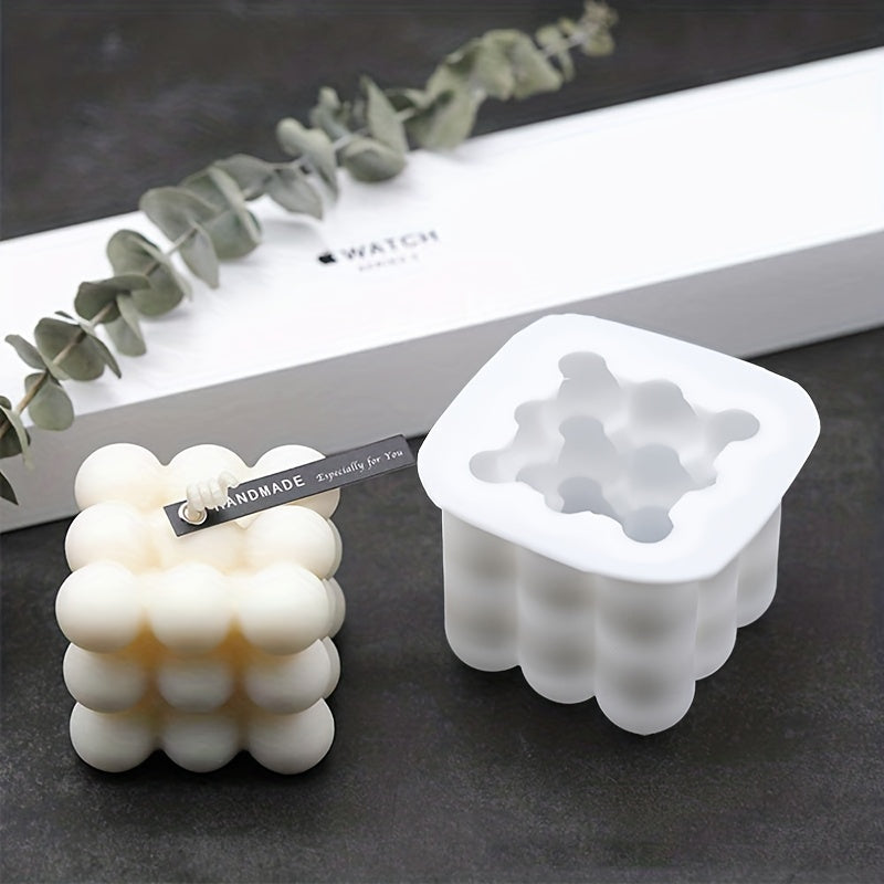2pcs Multi Bubble Cube Candle Silicone 3D Aromatherapy Gypsum Candle Mold