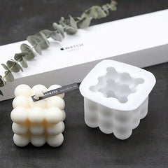 2pcs Multi Bubble Cube Candle Silicone 3D Aromatherapy Gypsum Candle Mold