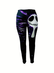 Ghost Print High Rise Goth Leggings