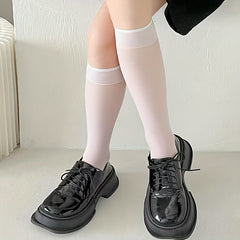 3 Pairs Solid Calf Socks College Style All match Knee High Socks