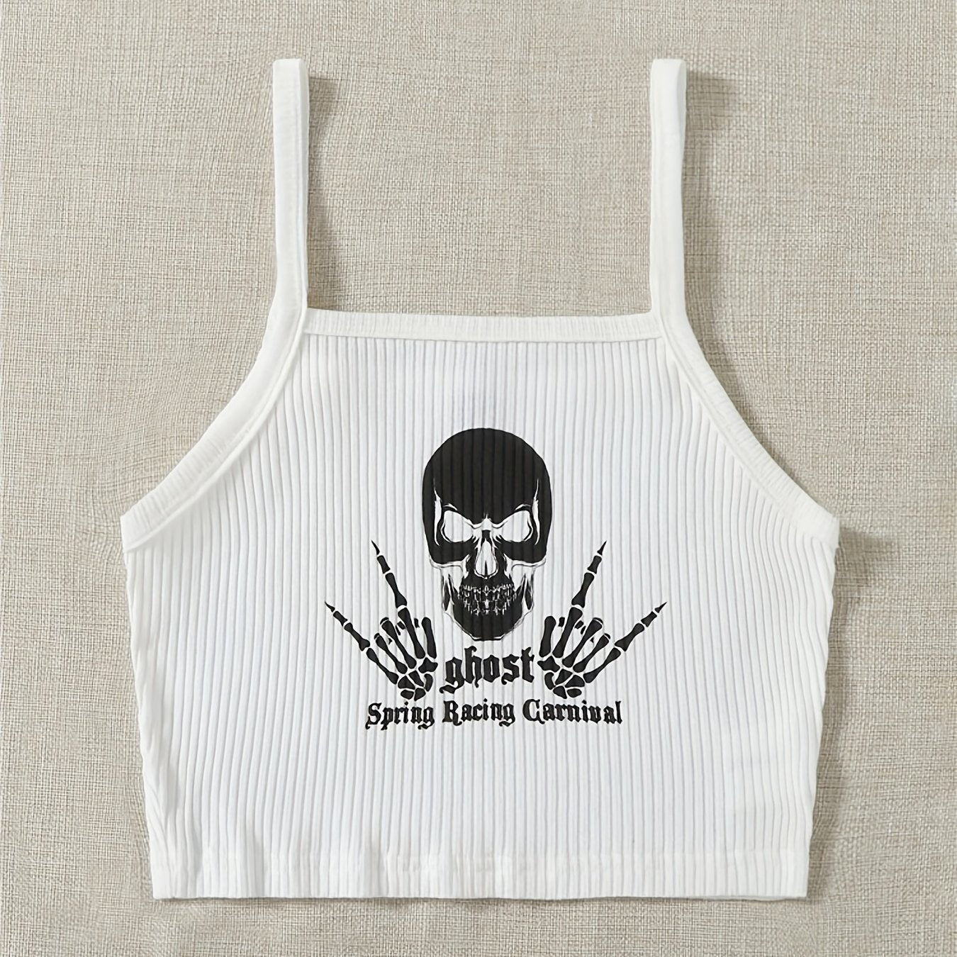 Stylish Graphic Print Backless Spaghetti Strap Camisole Tops