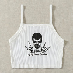 Stylish Graphic Print Backless Spaghetti Strap Camisole Tops