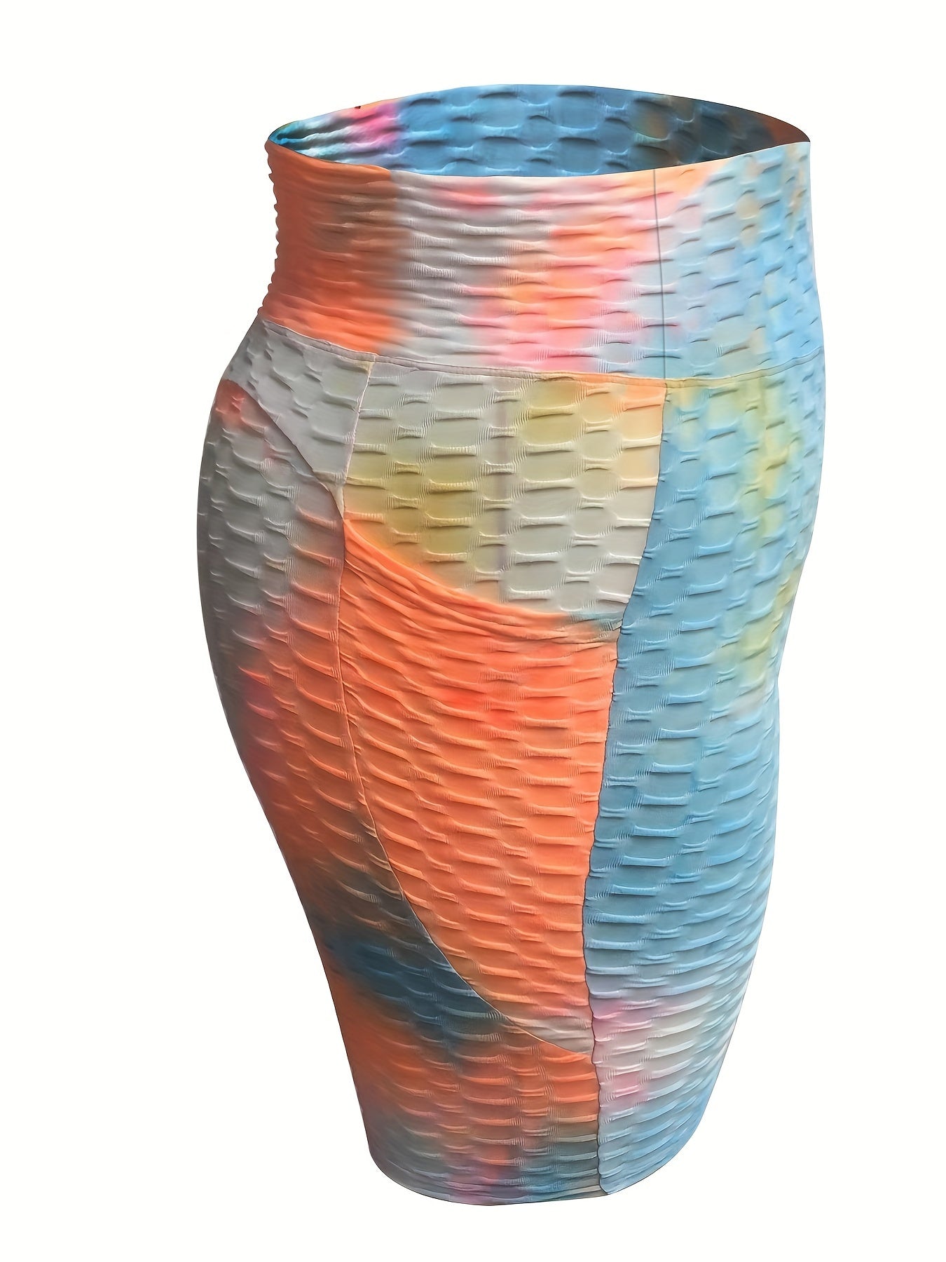 Tie Dye Honeycomb Textured High Rise Skinny Shorts