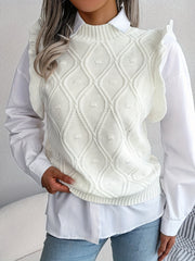 Women's Ruffle Trim Sleeve Polo Neck Knit Tops