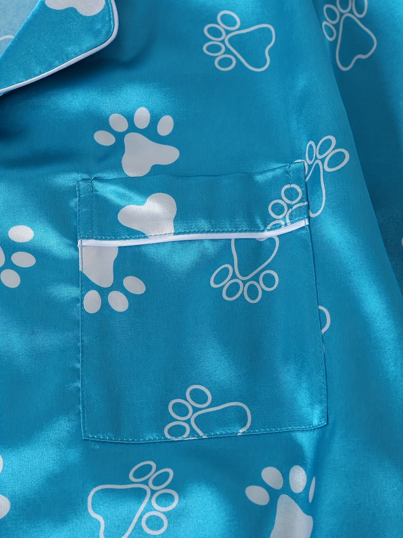 Nightgown Women's Plus Paw Print Nightdress With Pocket