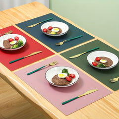 4Pcs PU Leather Placemat - Easy to Clean, Waterproof, Heat Insulation Pad