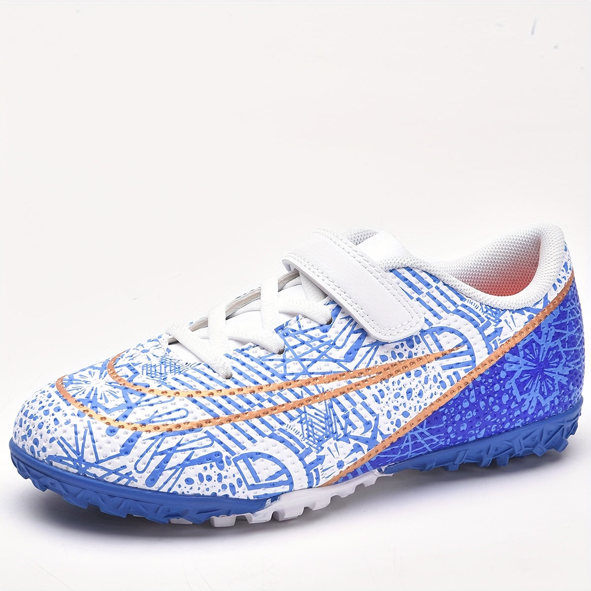 Boy's Turf Football Boots Hook Loop Fastener Outdoor TF Soccer Cleats