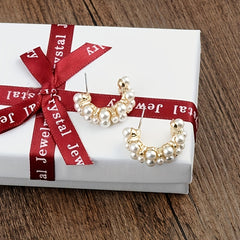 Faux Pearl Stud Earrings C Shaped Ear Jewelry