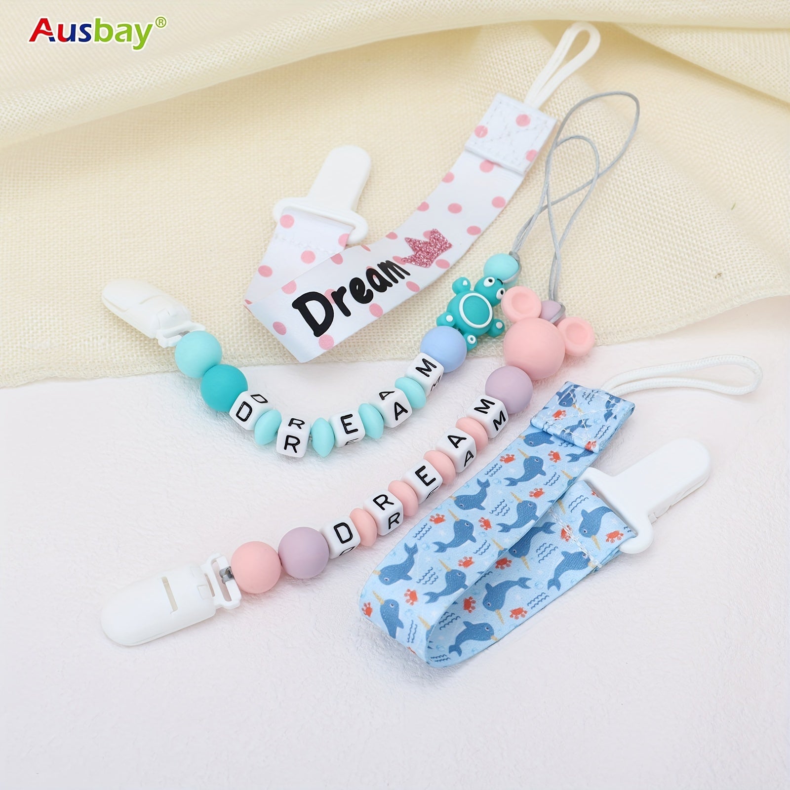 Personalized Baby Dummy Clip - Baby Pacifier Leash - Newborn Gift