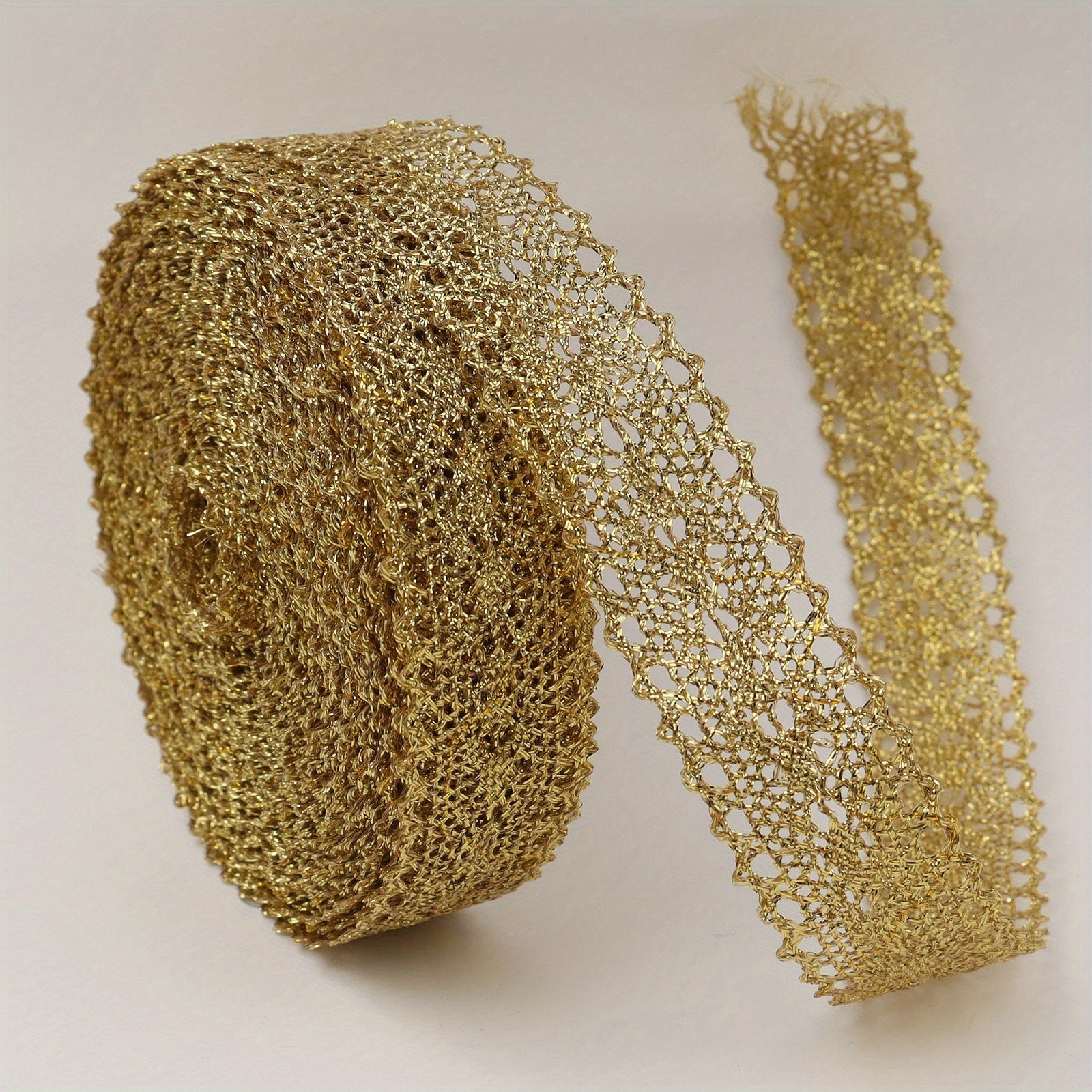 2 Yards Golden Lace Trim Crochet Lace Ribbon for Bridal Wedding D