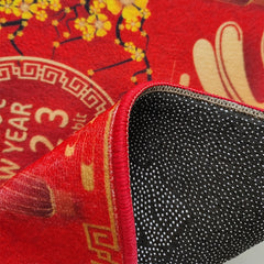 Loop Velvet Spring Celebration Red Door Mat Non Slip Wear Resistant