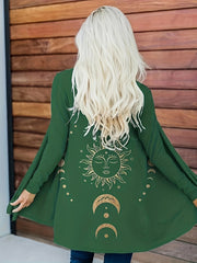Moon & Sun Print Long Sleeve Cardigan
