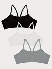 3pcs Girl's Cross Straps Bralette Multiple Colors