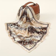 Leopard Chain Print Square Scarf Neckerchief Hair Accessory for Women