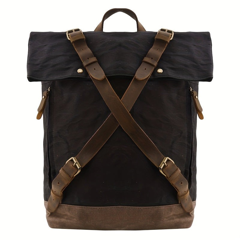 Men's Canvas Backpack Outdoor Travel School Bag Vintage Anti theft Laptop Backpa