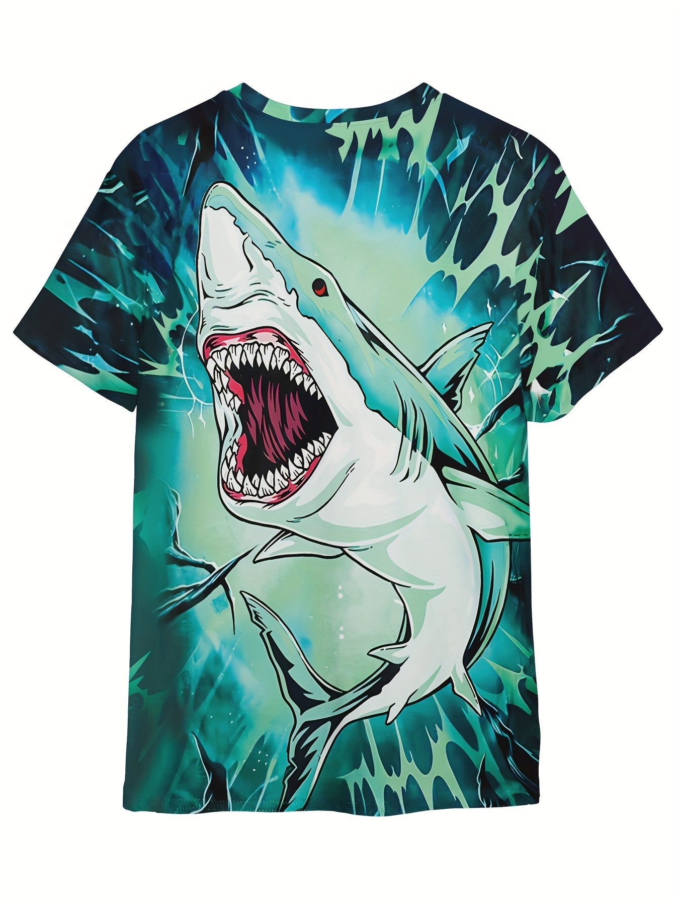 Kids Shark Print Short Sleeve T shirt - Boys Girls Summer Tees