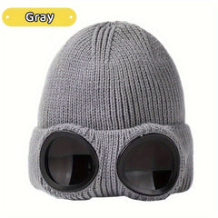 Winter Knitted Hat With Glasses Coldproof Ear Protection