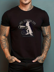 Anime Rabbit Print Men's Graphic Crew Neck T shirt Casual Comfy Tees Tshirts
