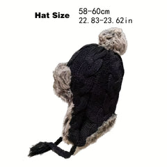 Christmas Thickened Warm Cycling Knitted Plush Ear Protection Hat