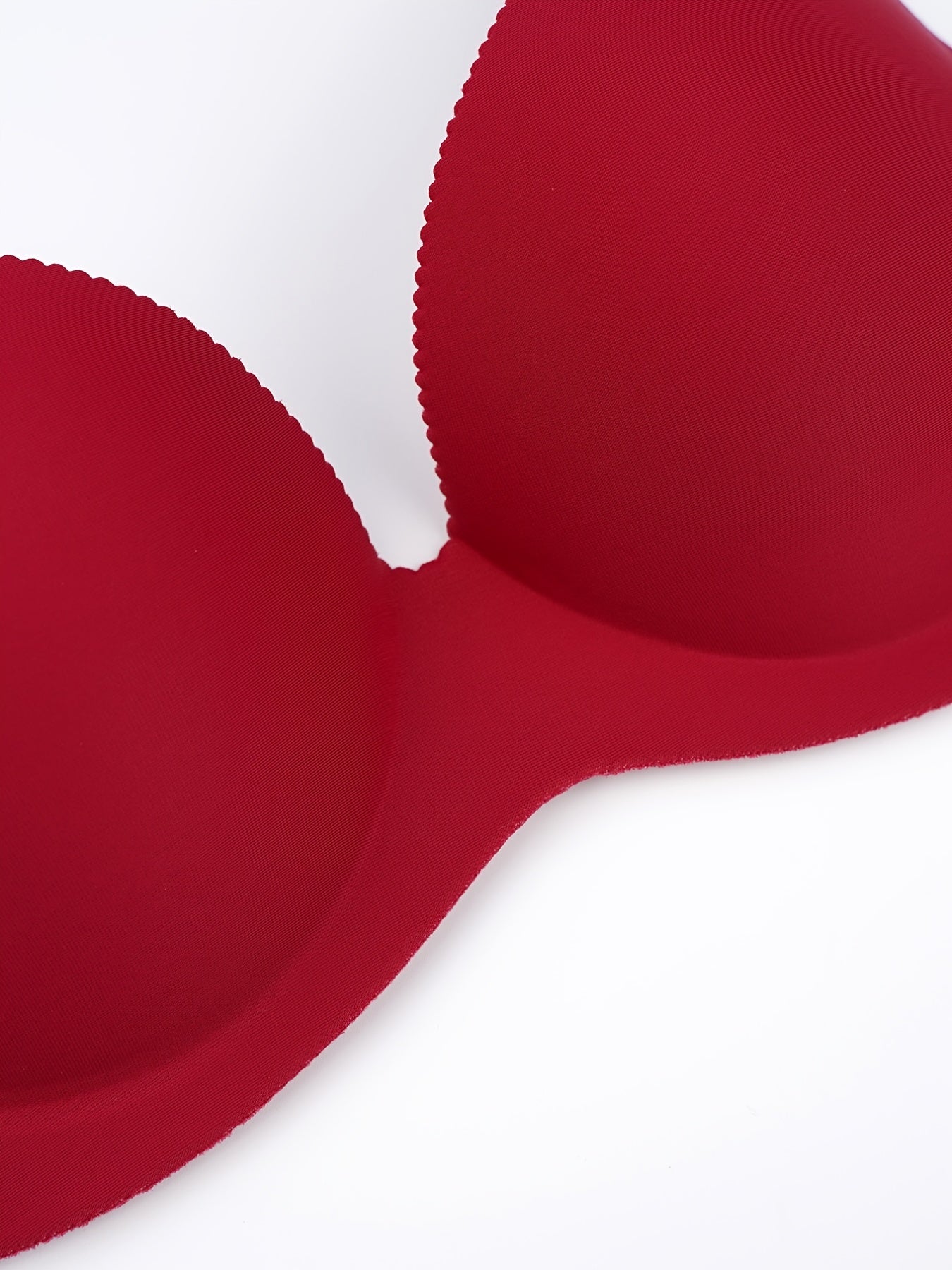 Red Seamless Push Up Wireless Bra Three Rows Buckles