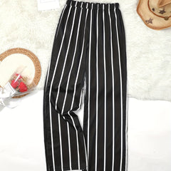Striped Wide Leg High Waist Pants for Women
