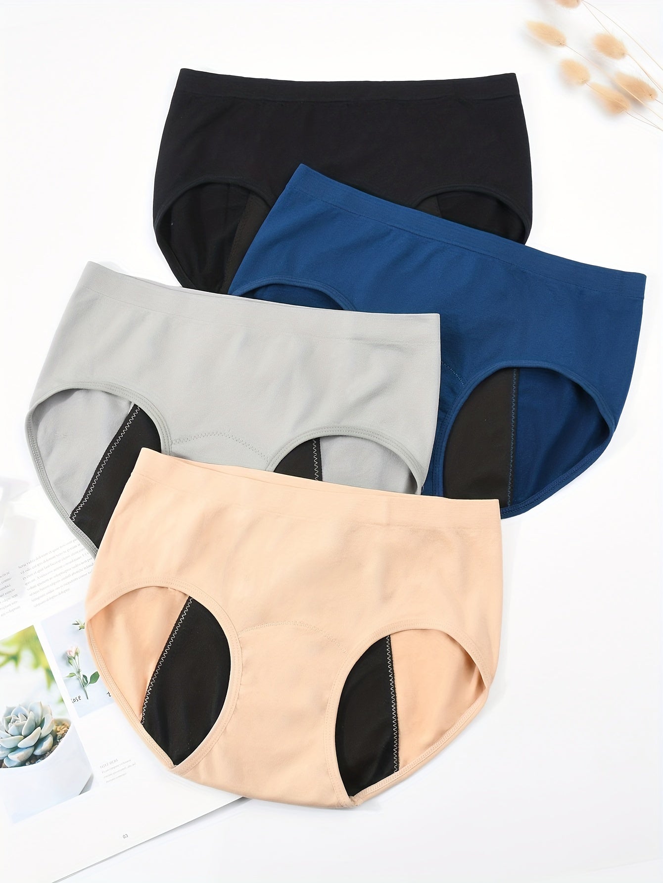 4pcs Period Panties Full Coverage Anti Leak Breathable Women's Underwear