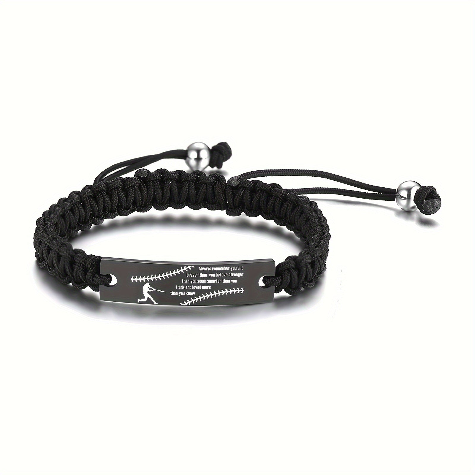 Rope Bracelet with Rugby Letter Graphic Charm
