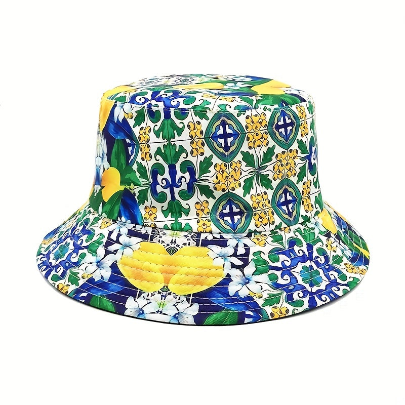 Retro Print Bucket Hat Male Spring Summer Casual Sunshade Hat