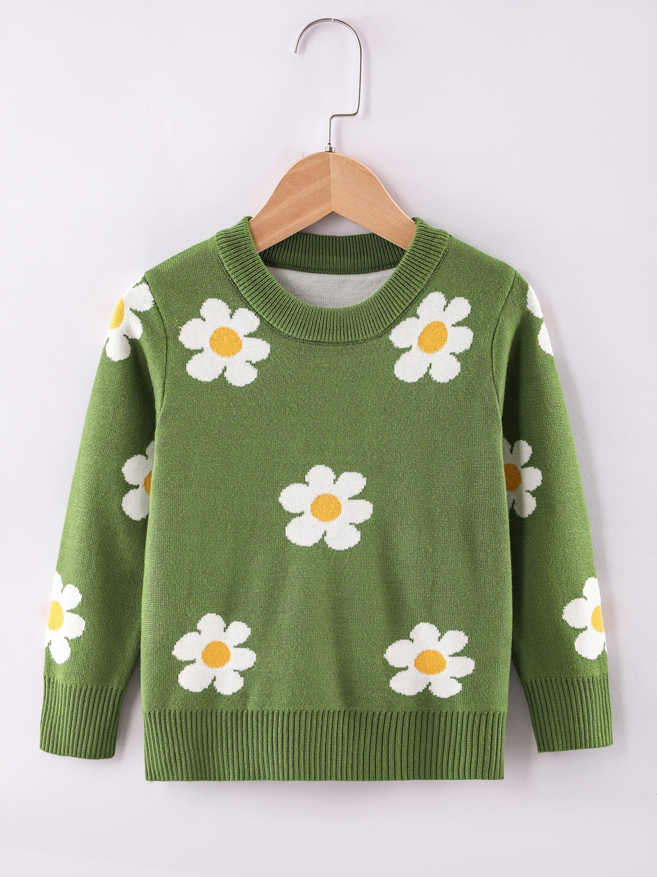Girls Winter Sweater - Flower Pattern