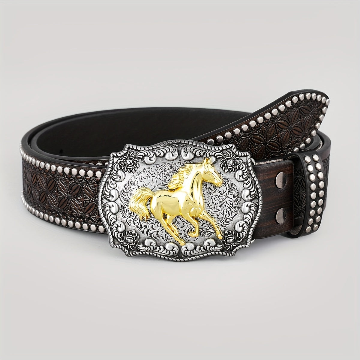 Floral Pattern Casual Belt Vintage Western Cowboy Leather Belt