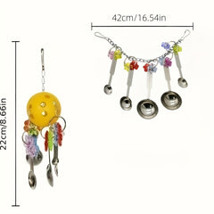 Interactive Parrot Toy Spoon Fun Bird Cage Swing Toy