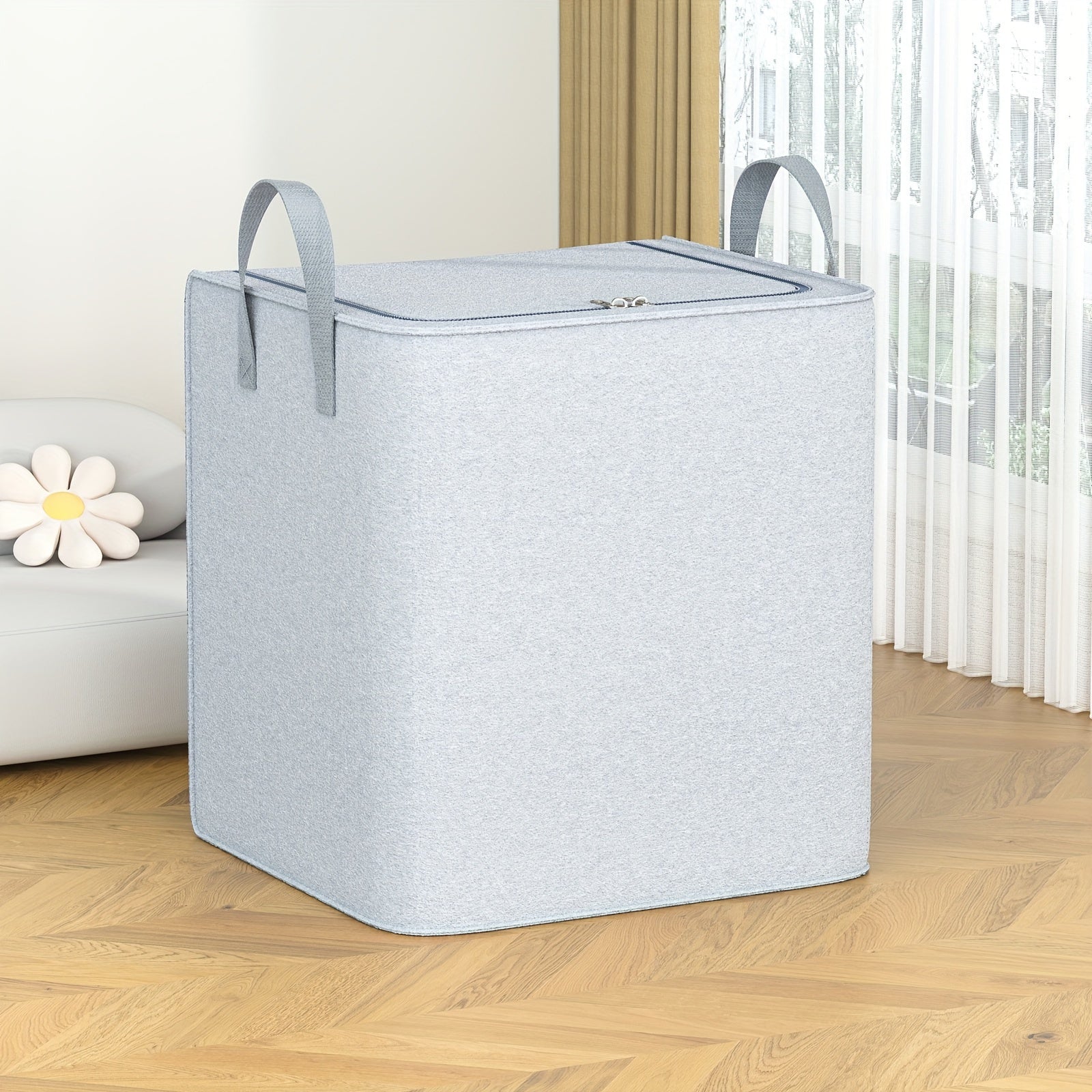 Zippered Felt Clothes Storage Box Large Capacity Basket