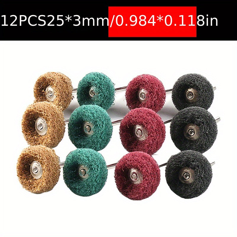 Abrasive Wheel Buffing Polishing Set 1 Inch 3mm Shank for Rotary Tool 25mm