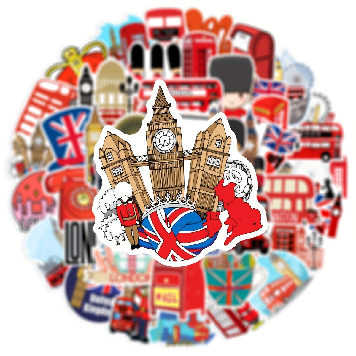 50pcs London Graffiti Stickers Laptop Helmet Decoration