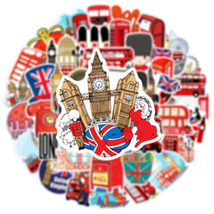 50pcs London Graffiti Stickers Laptop Helmet Decoration
