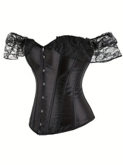 Lace Short Sleeve Corset Bustier Body Shaper