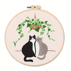 Embroidery Starter Kit for Adults - DIY Cats Pattern Cross Stitch