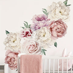 2pcs Peony Flower Wall Stickers Removable Waterproof Vinyl Wall Decals